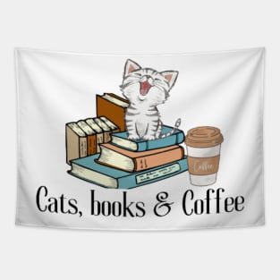 Cats, Books and Coffee Tapestry