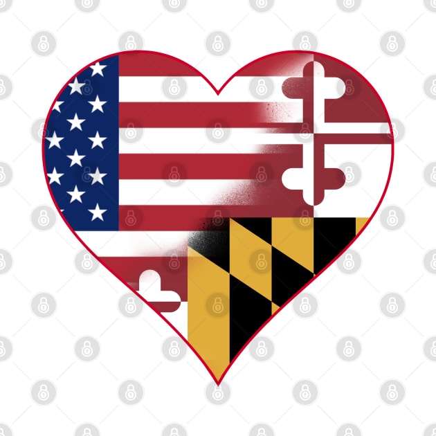 State of Maryland Flag and American Flag Fusion Design by Gsallicat