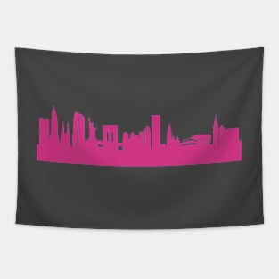 New York skyline pink Tapestry