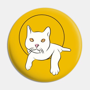 White cat with orange eyes Pin