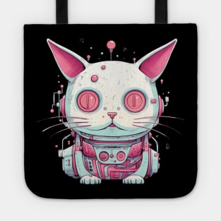 Futuristic Cyber Pink Cat Tote