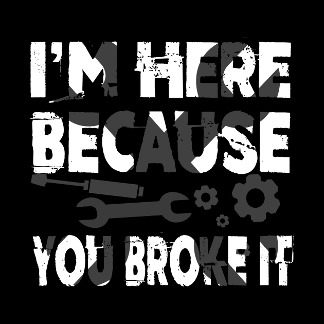 I'm Here Because You Broke It Funny Mechanic Pun by theperfectpresents