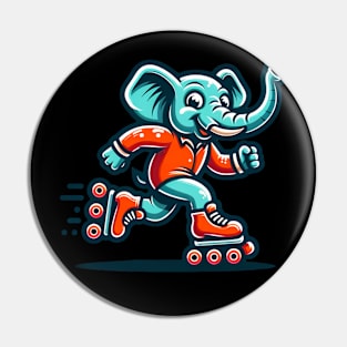 Elephant on Rollerblades Pin