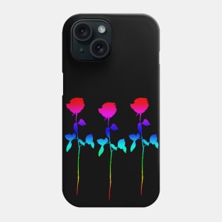 Triple Rainbow Rose Stem Design Phone Case
