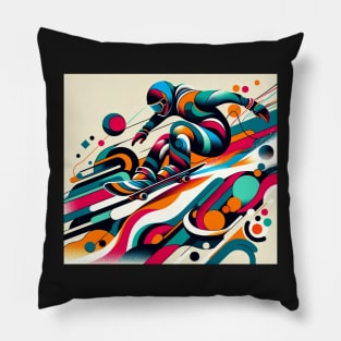 Cosmic Ride: Abstract Skateboarder Flow Pillow