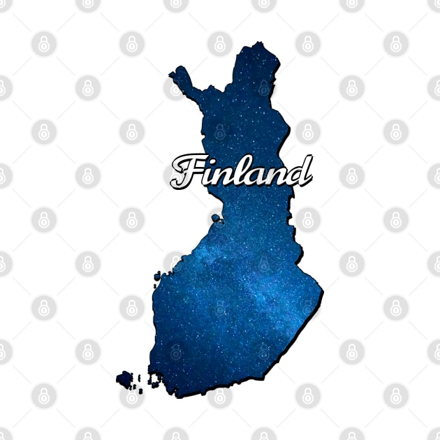 Blue map of Finland by Purrfect