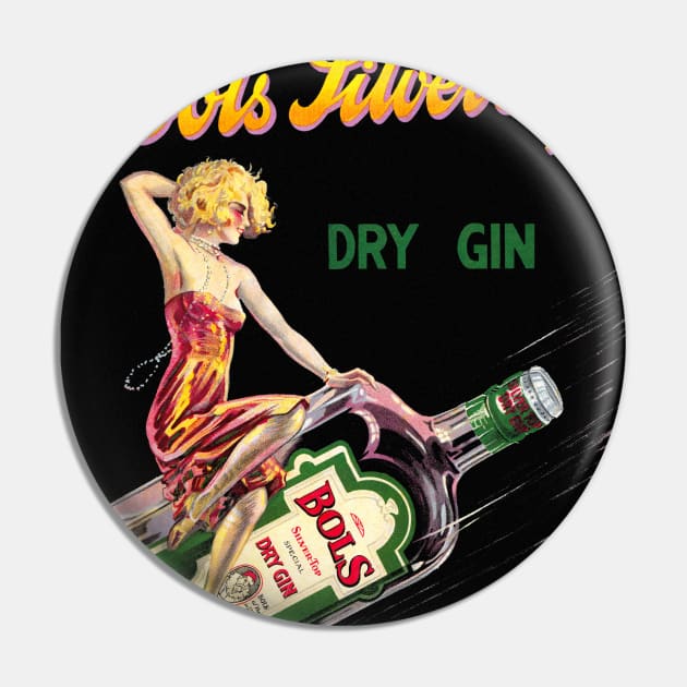 Vintage Travel Poster The Netherlands Bols Silver Top dry Gin Pin by vintagetreasure