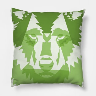 Geometric Green Wolf Pillow