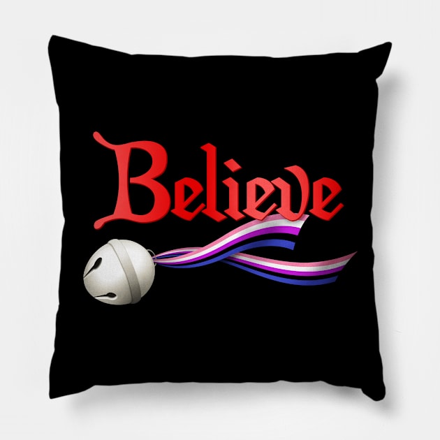 Believe Genderfluid Pride Jingle Bell Pillow by wheedesign