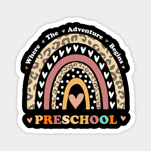 Back To School Preschool Where The Adventure Begins Rainbow Magnet by Brodrick Arlette Store