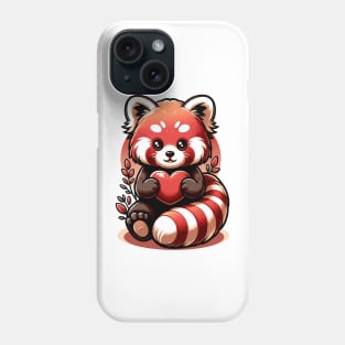 Cute Red Panda Animal Love Lovers Heart Phone Case