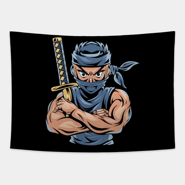 Ninja warrior Tapestry by Ravenglow