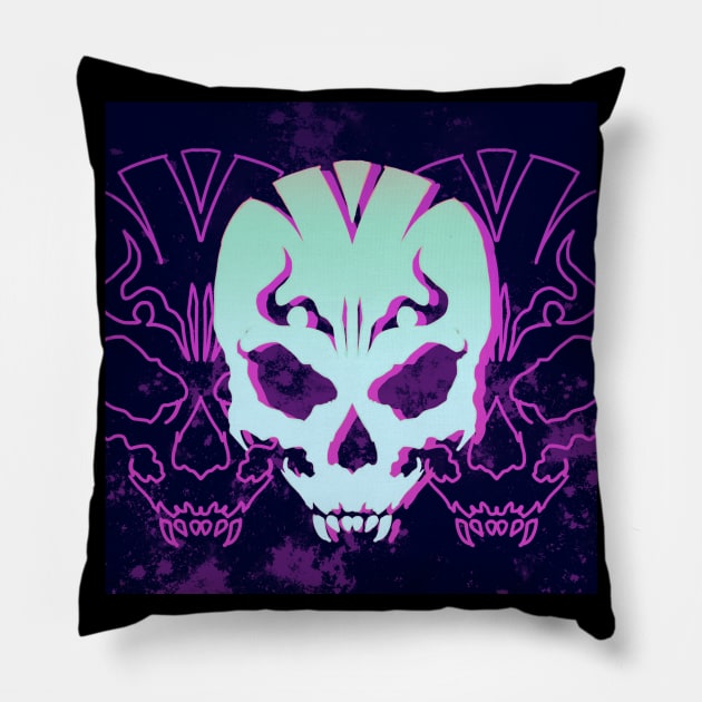 Purple Neon Skull Pillow by jeusev