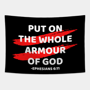 Put On The Whole Armour Of God | Christian Typography Tapestry