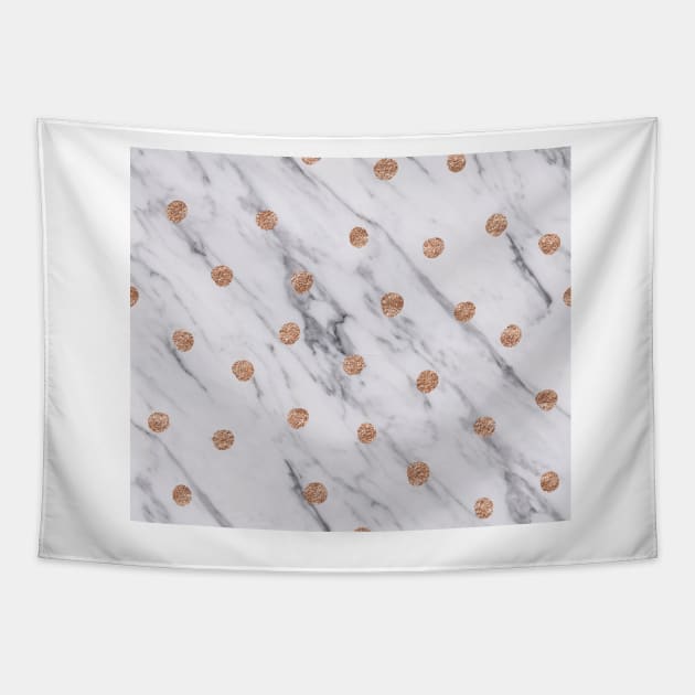Rose gold spots on marble Tapestry by marbleco
