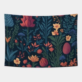 pine trees and flowers pattern Tapestry