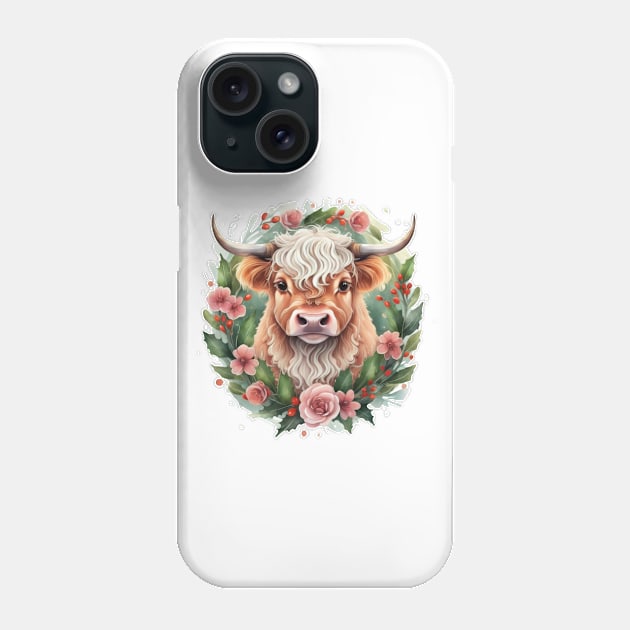 Head of baby cow surrounded by flowers Phone Case by byNIKA