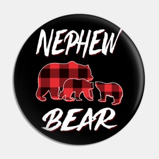 Nephew Bear Red Plaid Christmas Pajama Matching Family Gift Pin