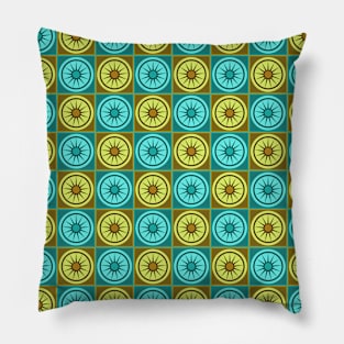 abstract yellow and blue geometrical pattern Pillow