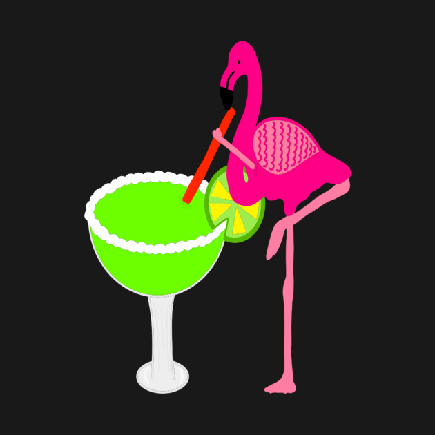 Funny flamingo drinking a margarita by Tianna Bahringer