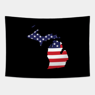 Michigan State Shape Flag Background Tapestry