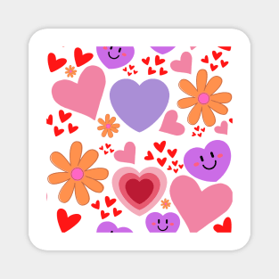 Happy Hearts and Flowers Magnet