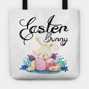 Cute Floral Easter Bunny with Eggs Tote