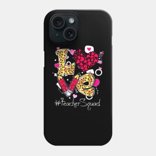 Love Heart Teacher Squad Plaid Leopard Red Valentines Day Phone Case