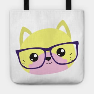 Hipster Cat, Cat With Glasses, Kitten, Cute Cat Tote