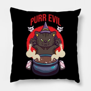 Purr Evil Halloween Witch Cat Pillow
