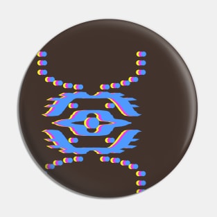 Tribal Eye in Cyan, Yellow and Magenta Pin