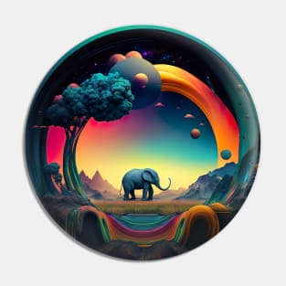 Surrealist Psychedelic Elephant Journey Pin