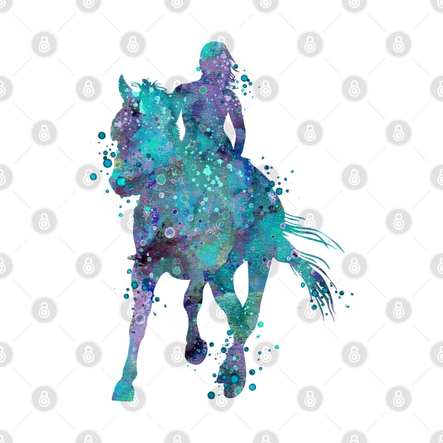 Girl Horse Rider Watercolor Silhouette by LotusGifts