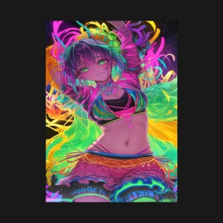 Neon AI Anime Girl T-Shirt