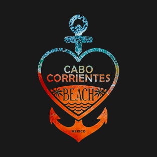 Cabo Corrientes Beach, Mexico, Sandy Heart Ship Anchor T-Shirt