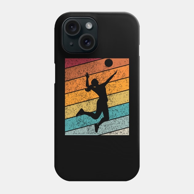 Female Volleyball Outdoor Sports Retro Sunset Design Phone Case by Up 4 Tee