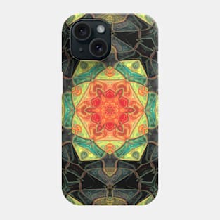 Mosaic Mandala Flower Yellow Red and Green Phone Case