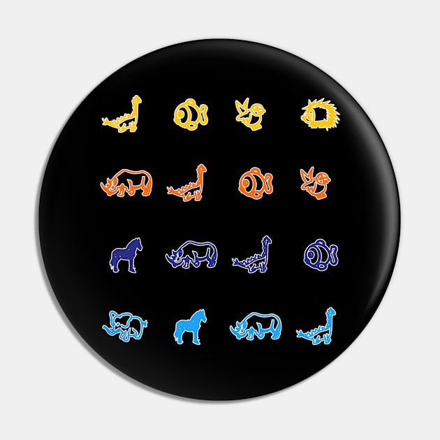 Retro styled Animals Pin by CuratedlyV