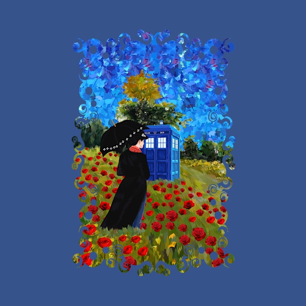 Mary poppins with Phone box at rose field by Dezigner007