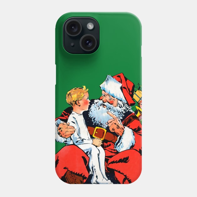 little boy asks Santa Claus for gifts for his merry Christmas Retro Vintage Comic Book Phone Case by REVISTANGO