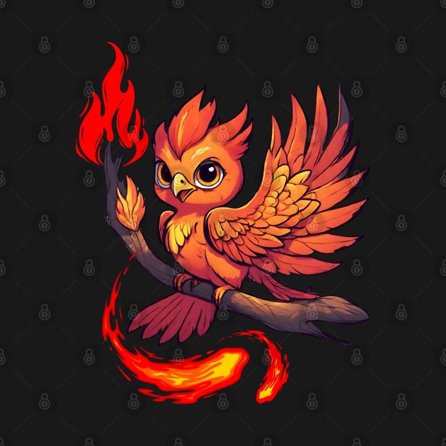 little phoenix bird on fire by dodolanlaku