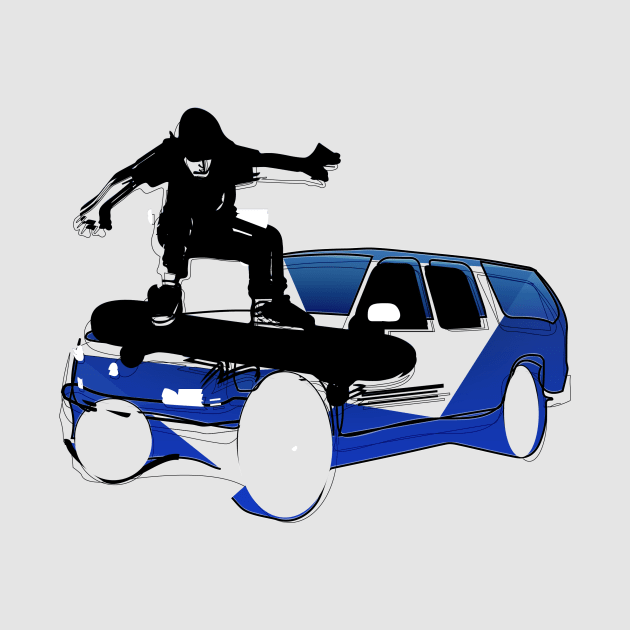 Skateboarding Sticker Jumping SUV by Pixeloro