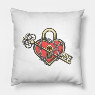 Heart Shaped Lock with a Key Pillow