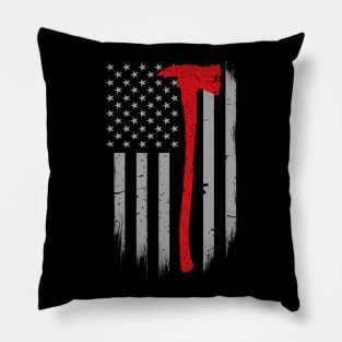 Thin Red Line Flag Firefighter Axe Pillow