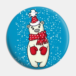 Polar Bear in Snow - Christmas Polar Bear Pin