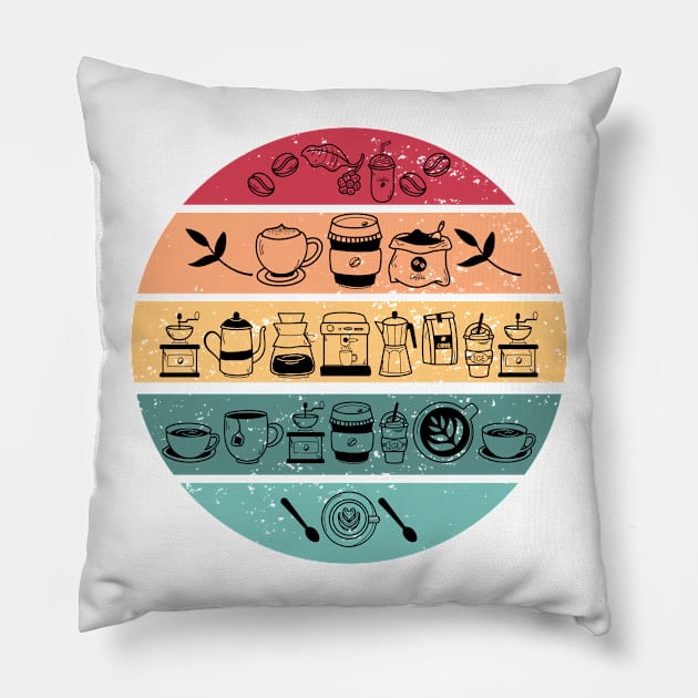 Retro coffee lover design Pillow by LinaArtistry