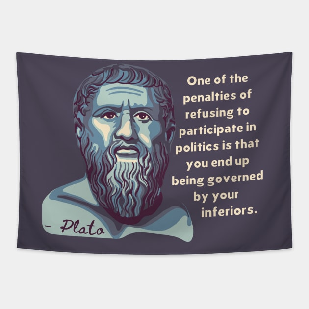 Plato Portrait and Quote Tapestry by Slightly Unhinged