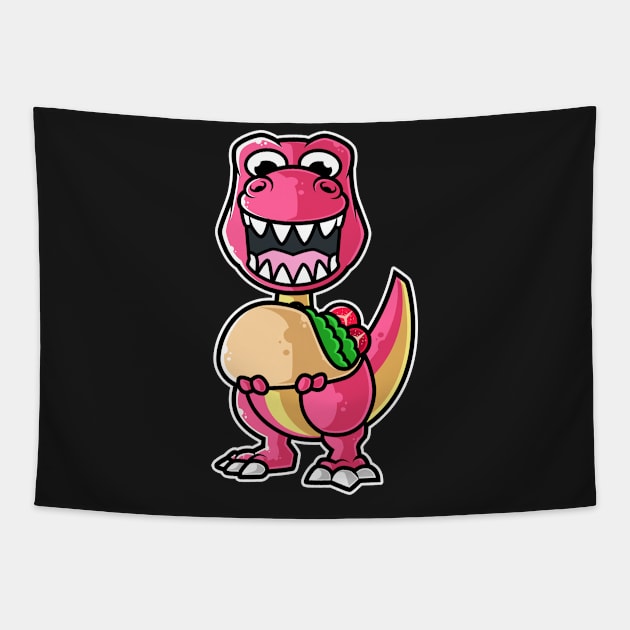 Dinosaur Tyrannosaurus Taco Kawaii Neko Anime Mexican food product Tapestry by theodoros20