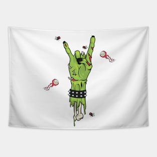 Rocks Zombie Peace Sign with Eyes and Flies Tapestry