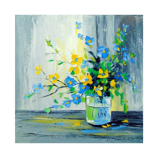 Bouquet of blue and yellow flowers by OLHADARCHUKART